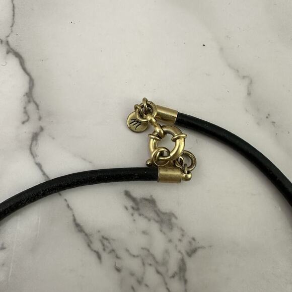 Madewell Gold Tone Chunky Necklace Hammered Finish Statement Metallic - Picture 5 of 5